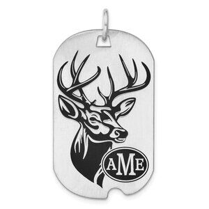 Custom Personalized Sterling Silver Dog Tag, choose Image & Monogram Pendant
